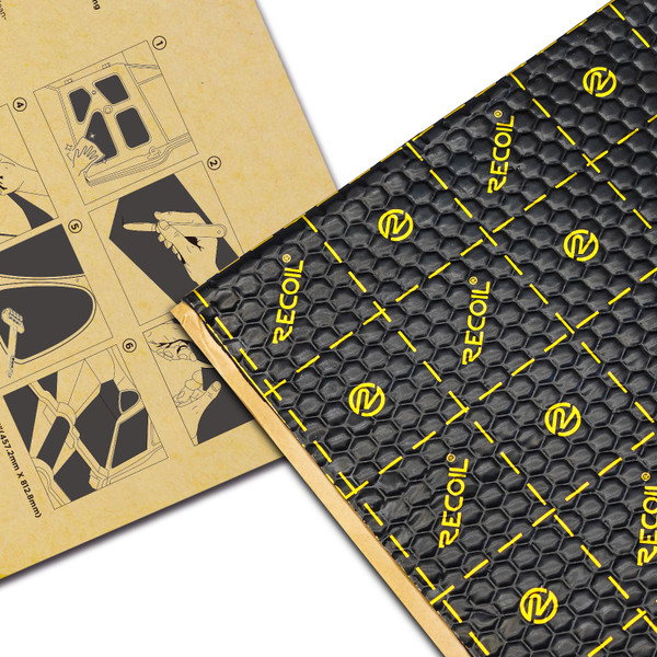 Recoil XLBK 9-Sheets Butyl with 4 mil Aluminium Layer (2.2mm) Sound Dampening Mats (18″x32″)