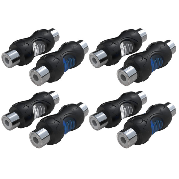 Recoil RCC-F8 8-Pack RCA Female to Female Couplers For Amplifiers Subwoofers & Mixers
