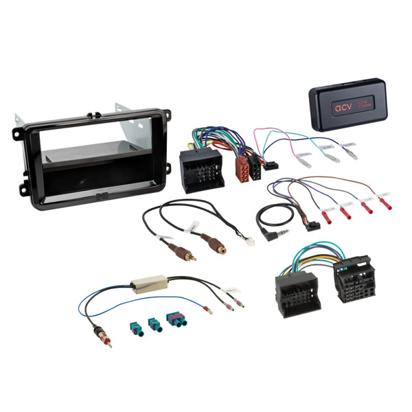 ACV 611320-30-5 Double DIN HU Fitting Installation Kit For SEAT / Skoda / VW Piano Black (PQ/MQB)
