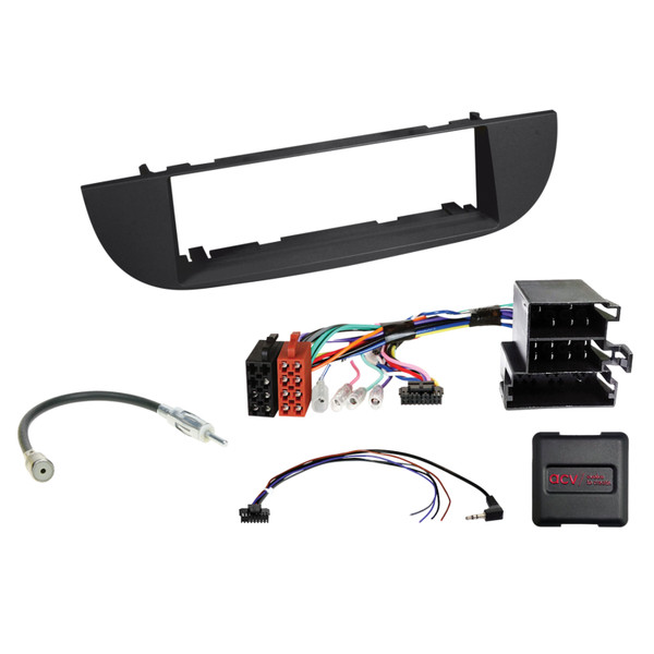 ACV 611094-22-1 Single DIN HU Fitting Installation Kit For Fiat 500 MK1 (2007-2015) Black