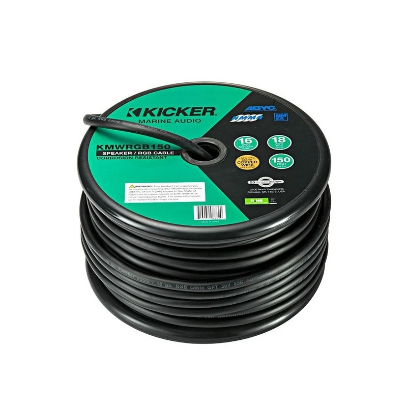 Kicker KA46KMWRGB150 150ft Marine Speaker & RGB Wire OFC Weatherproof Audio Cable Set