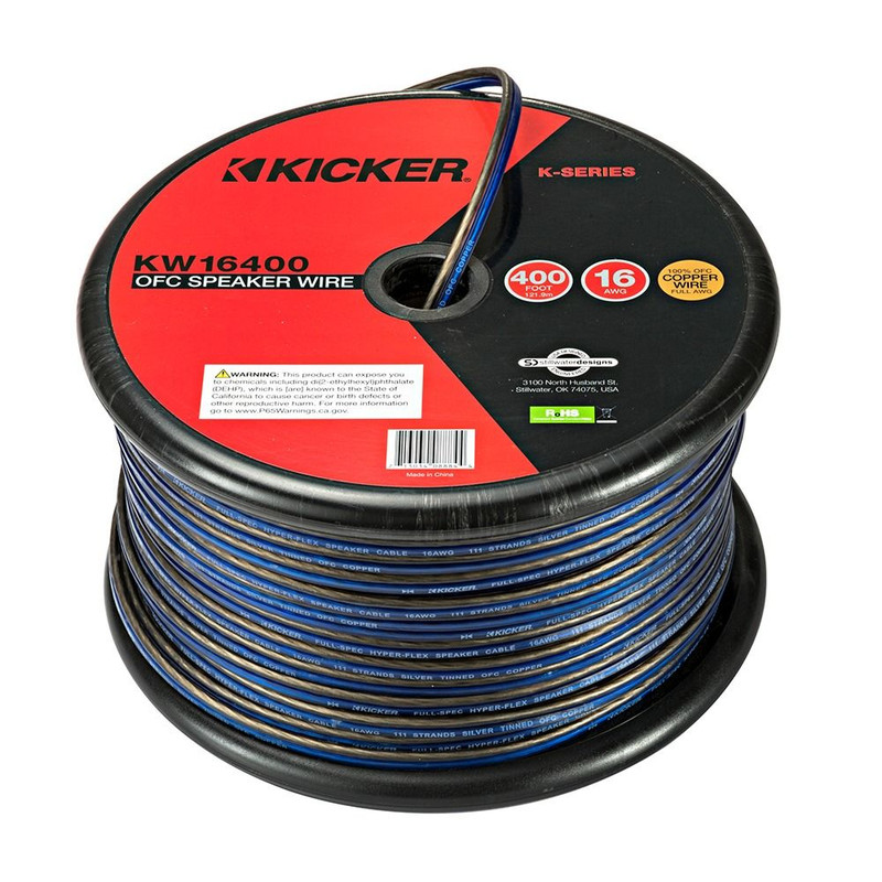 Kicker KA46KW16400 16AWG OFC Premium Frost Blue Speaker Cable 400ft 122M Silver-Tinned