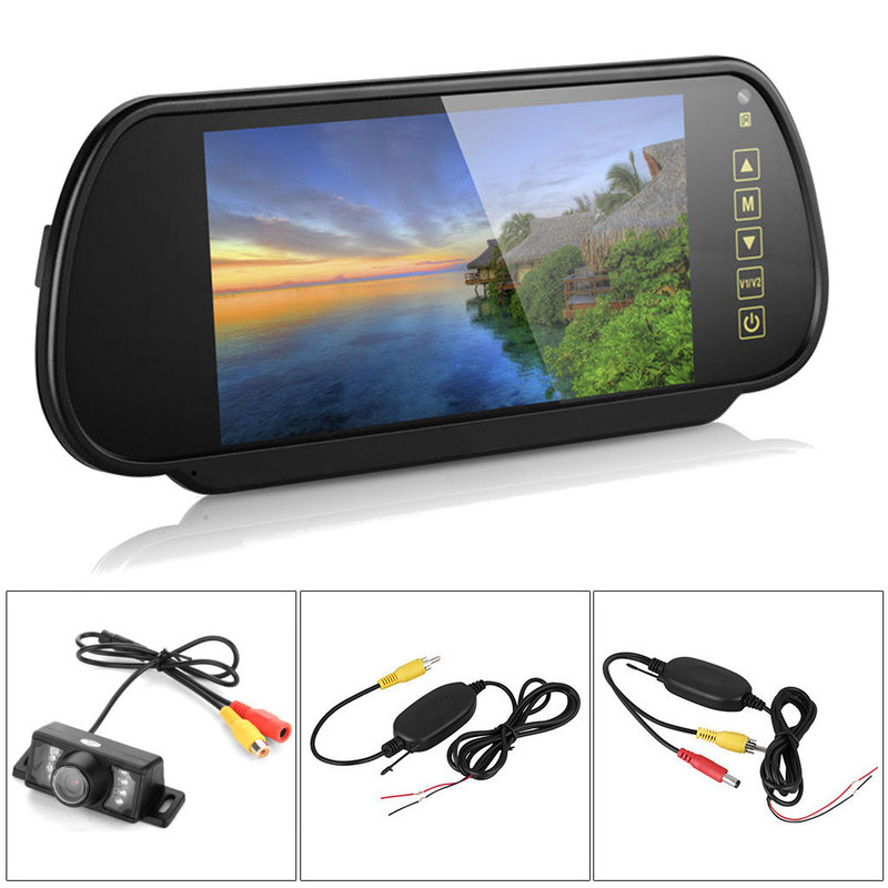 ATD MCK-PACK02 7" Interior Mirror Monitor LCD Screen With Wireless Universal Fit Reversing Camera Kit