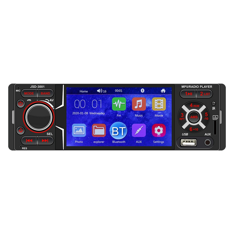 ITB JSD3001 Single DIN Short Chassis Head Unit With 4" TFT Screen FM Bluetooth USB AUX