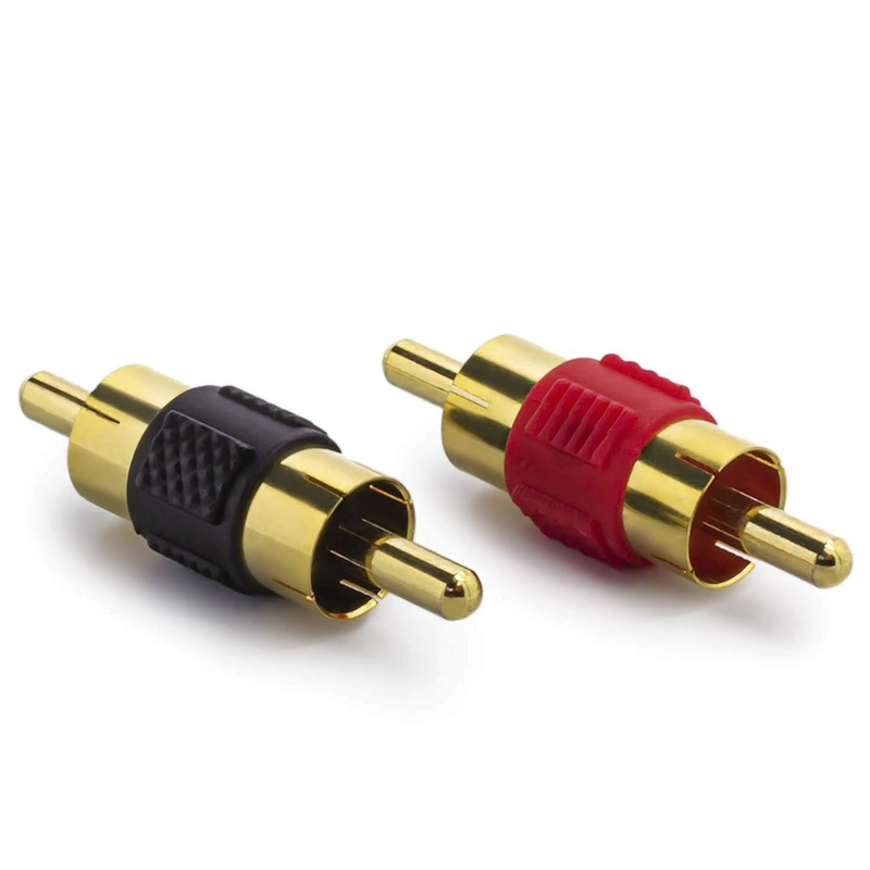 ATD RCA-32101 Pair of RCA Phono Cable Splice Male To Male Gold Plated Coupler Joiner