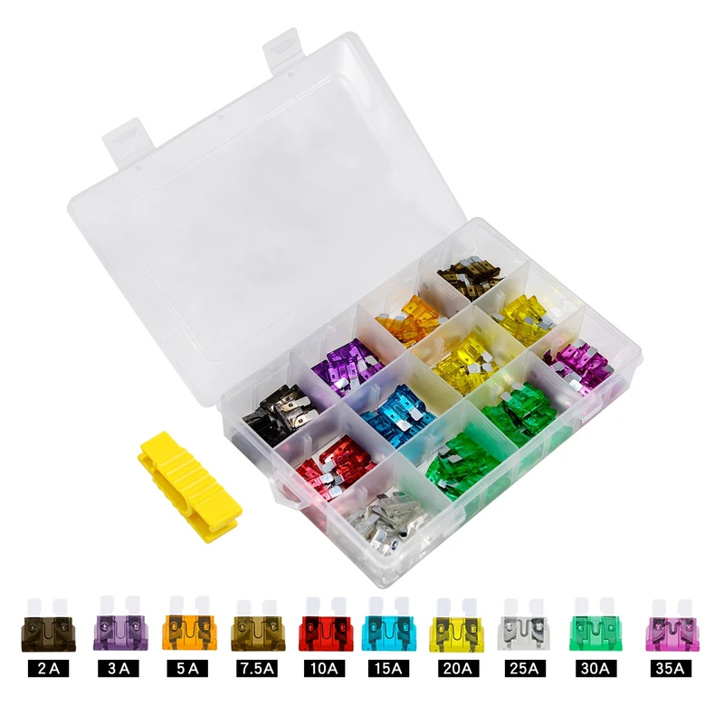 ATD CAR-49630 Standard Blade Fuse Assorted 120pcs Box Set With Fuse Removal Tool (5-30 Amp)