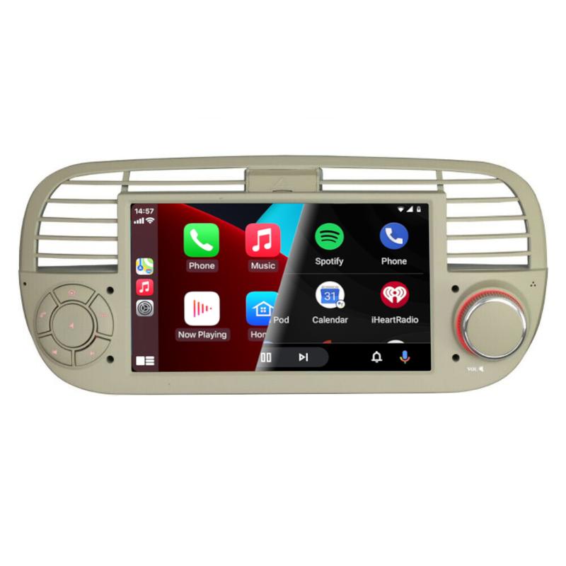 PBA A85PRO-50W 7" Android Sat Nav CarPlay Android Auto BT Car Radio For Fiat 500 Abarth In White