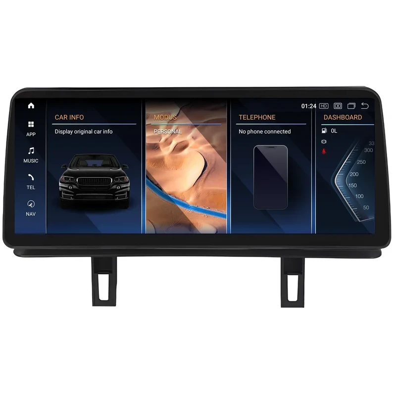 PBA 5351-NS Android 12.3" ID8 CarPlay Auto 720p Screen For BMW 1 Series E81/E82/E87/E88 - Basic