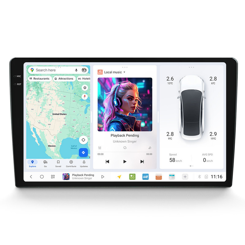 DUDU7 10" Android 2K QLED Head Unit 12GB RAM 512GB ROM CarPlay SatNav 4 Screw Mount