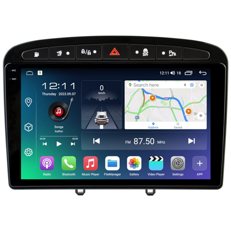 PBA PG2438A Android S10 QLED Head Unit CarPlay Auto Nav GPS For Peugeot 308 (2007-2013)