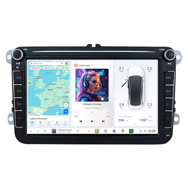 8" DUDU7 DZ8 Android Auto & OS Head Unit 12GB 512GB CarPlay Nav For VW Seat Skoda PQ MQB