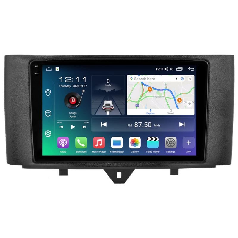 PBA SM2829A Android 2K QLED Head Unit CarPlay Auto GPS Radio For Smart Fortwo (2011-2015)