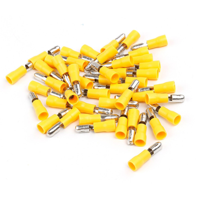 ATD WSC-82205 Yellow Insulated Male & Female Crimp Bullet Connectors 4mm (50 Pk)