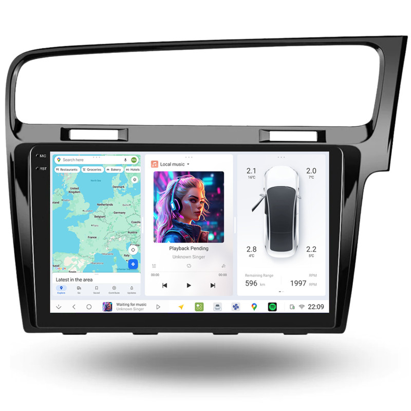 10.1" DUDU7 Android Head Unit 12GB 512GB CarPlay SatNav For VW Golf Mk7 (2013-2020) RHD