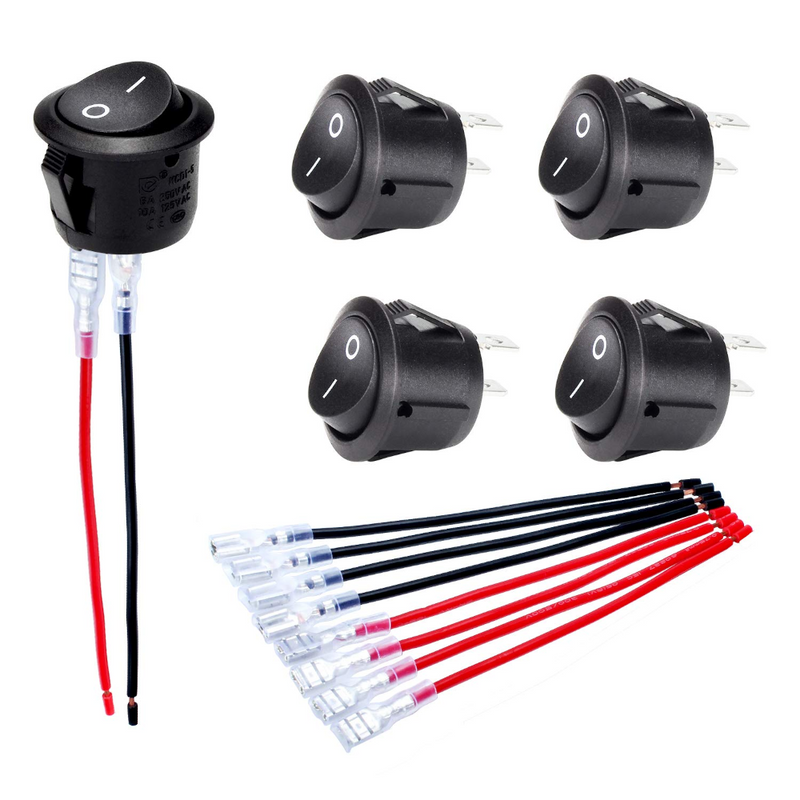 ATD WSC-86014 12V Mini 2 Pin Round Rocker Toggle ON/OFF 20mm Switch (Pack of 5)