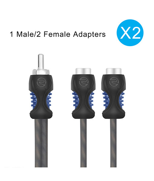 Recoil R1M2F Echo Series OFC RCA Y-Adapter 1 Male to 2 Female 2-Pack With Noise Reduction (0.3m)
