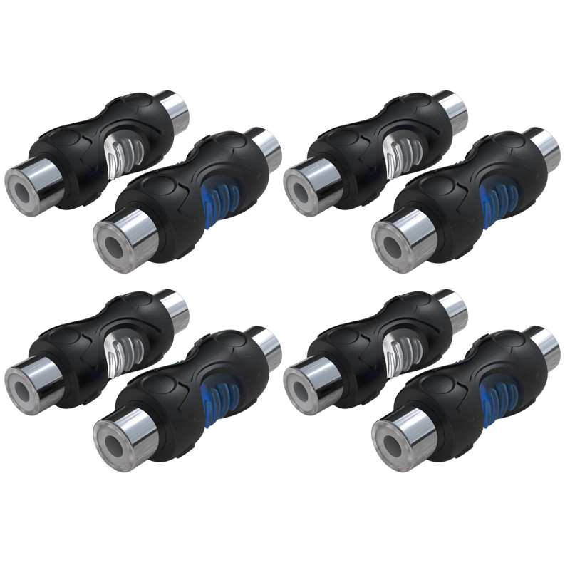 Recoil RCC-F8 8-Pack RCA Female to Female Couplers For Amplifiers Subwoofers & Mixers