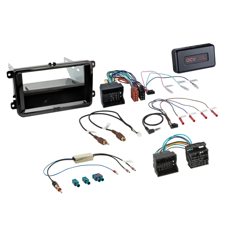 ACV 611320-30-5 Double DIN HU Fitting Installation Kit For VW PQ MQB SEAT Piano Black Infodapter