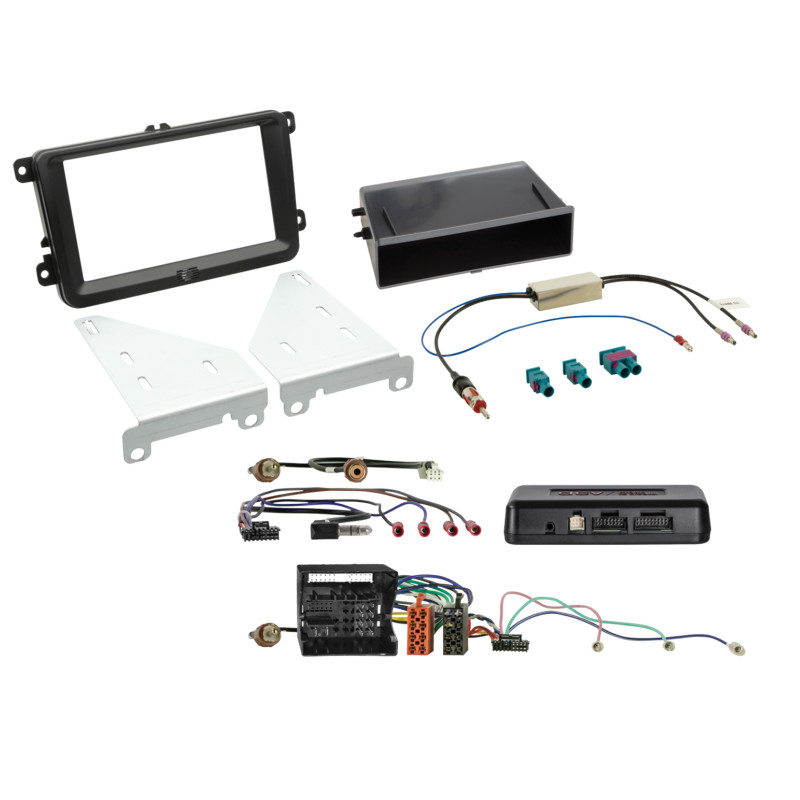 ACV 611320-30-6 Double DIN Fitting Installation Kit & Pocket For Skoda VW Matt Black (MQB)