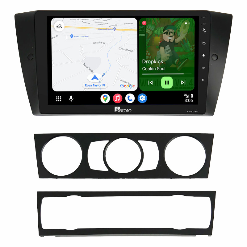Aerpro 9" AM905D Android Auto DAB Radio Wireless CarPlay For BMW 3 Series E9X (2006-2012)
