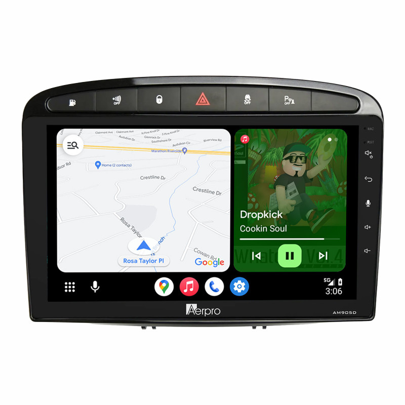 Aerpro 9" AM905D Android Auto DAB Radio Wireless CarPlay For Peugeot 308 408 (2008-2013)