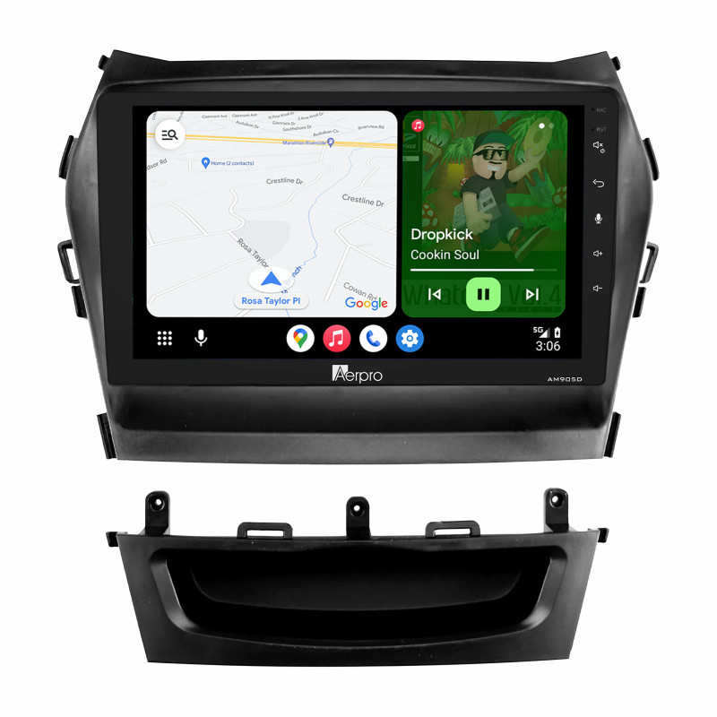 Aerpro 9" AM905D Android Auto DAB Radio Wireless CarPlay For Hyundai Santa Fe (2012-2018)