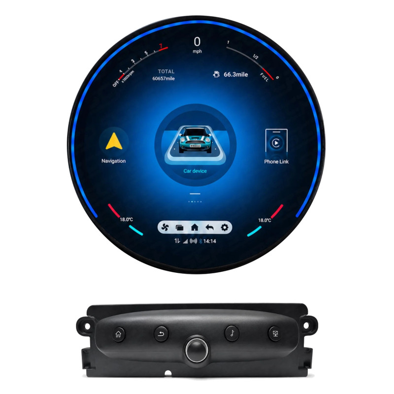 PBA MI3690B 11.8" Circular Radio Android Auto & OS CarPlay Radio For Mini R56 R57 & Clubman R55