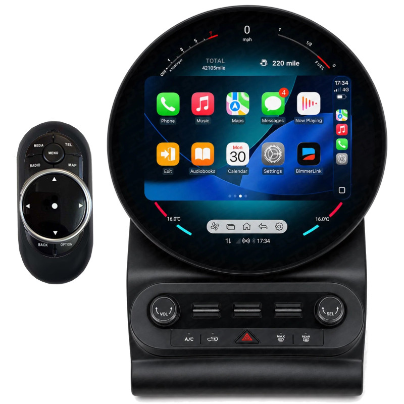 PBA MI3690C 11.8" Circular Radio Android Auto OS CarPlay For Mini F55 F56 F57 Replaces NBT & EVO