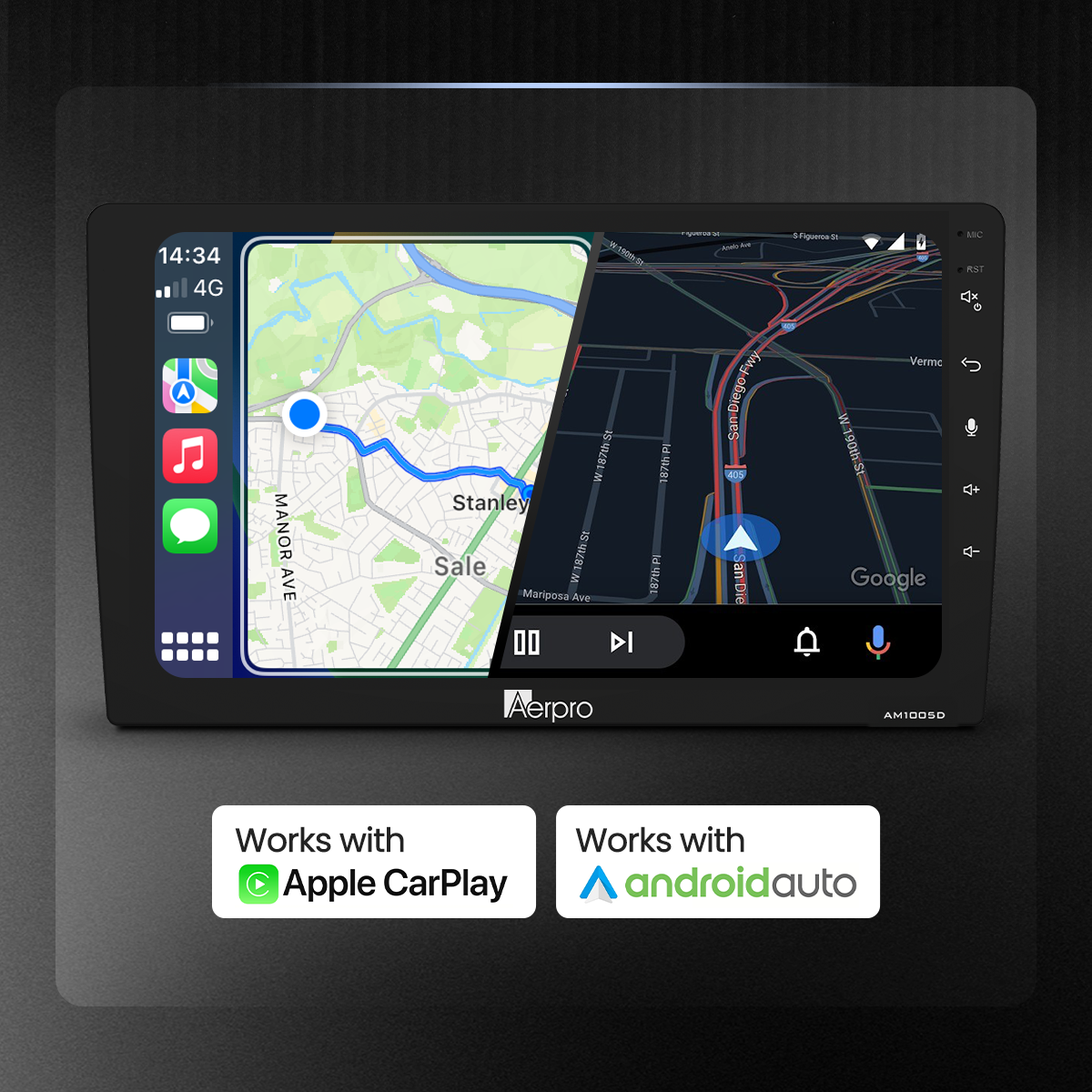 Aerpro AM105D Wireless CarPlay & Android Auto