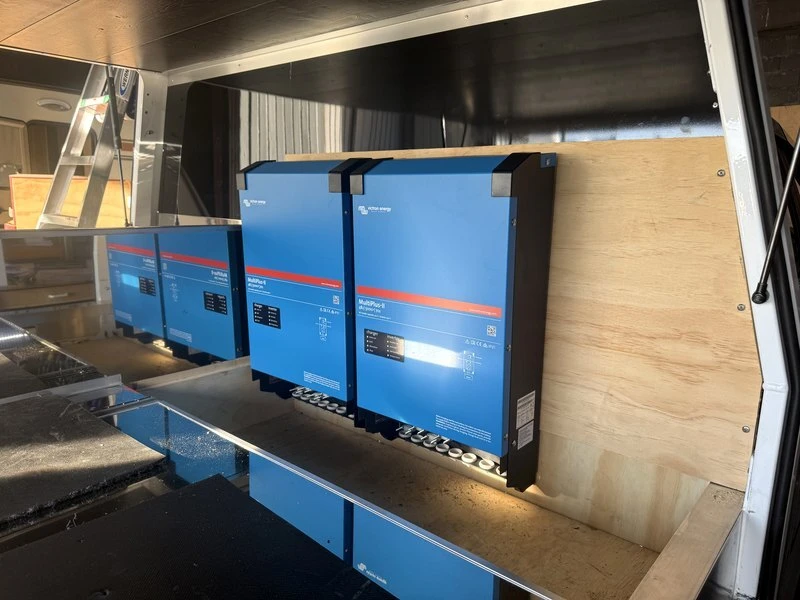 Twin Victron MultiPlus-II 48V 5000VA inverter-chargers mounted in an RV power system by RV Solutions Christchurch