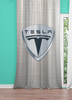 tesla motors brushed metal logo window Curtain