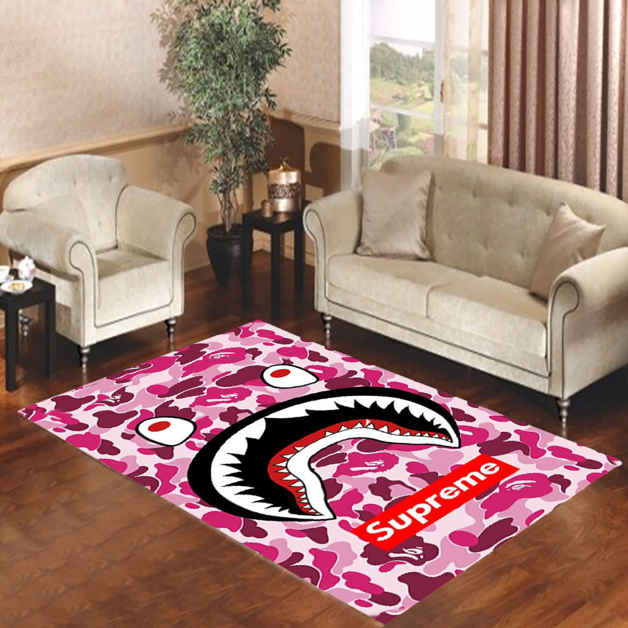 SUPREME BAPE CAMO SHARK Living room carpet rugs - Coverszy