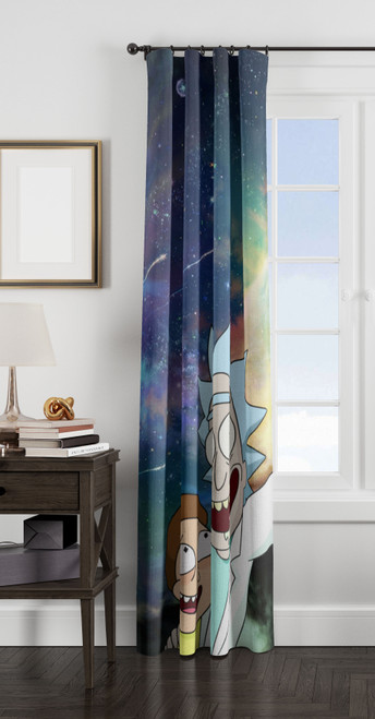 rick and morty in nebula 2 window Curtain