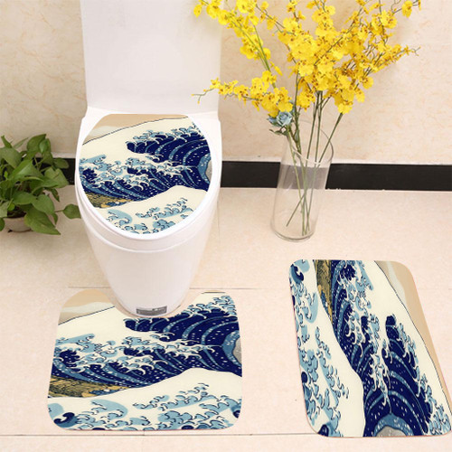 Hokusai Great Wave Art Toilet cover set up