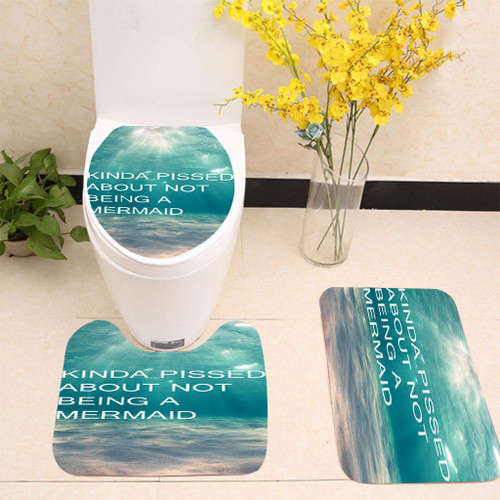 Mermaid Funny Quote Ocean Beach A Mermaid Toilet cover set up