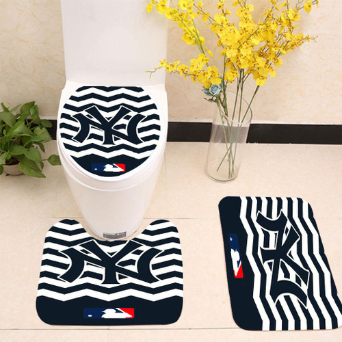 NEW YORK YANKEES BLUE CHEVRON PATTERN Toilet cover set up