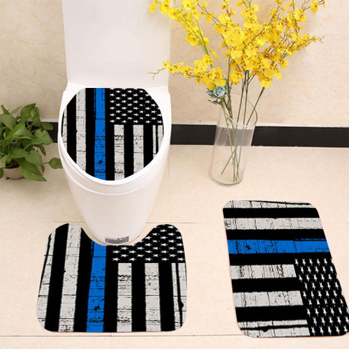 The Thin Blue Line USA Flag Toilet cover set up