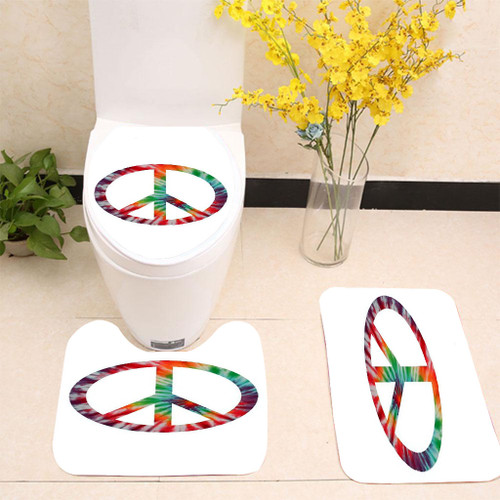 Tie Dye Peace Sign Toilet cover set up