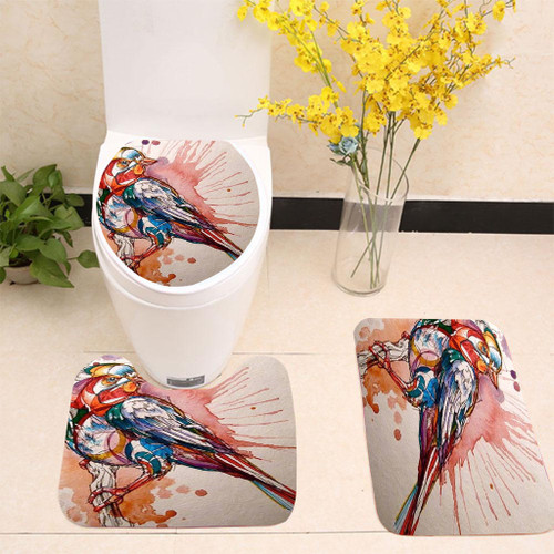 Watercolor Bird Abstract Toilet cover set up
