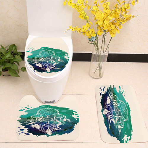 Watercolor Dreamcatcher Toilet cover set up
