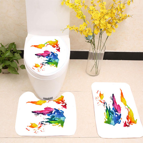 World Map Art Toilet cover set up