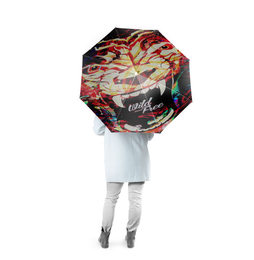 Wild And Free Quirky Tiger Illustration Custom Foldable Umbrella