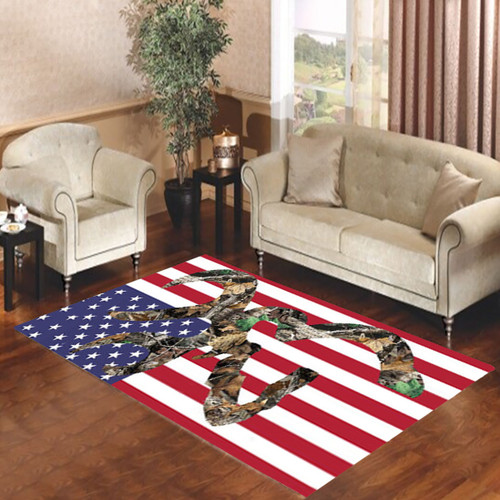 Browning Deer Camo American Flag Living room carpet rugs