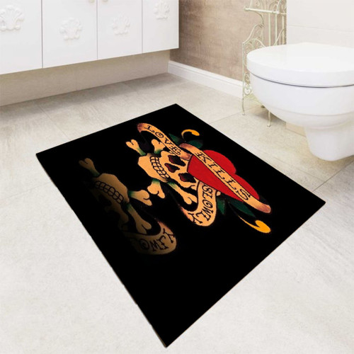 ed hardy love kills slowly black bath rugs