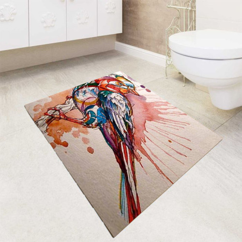 Watercolor Bird Abstract bath rugs