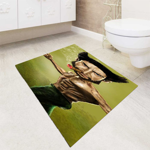 Wolf caricatur bath rugs