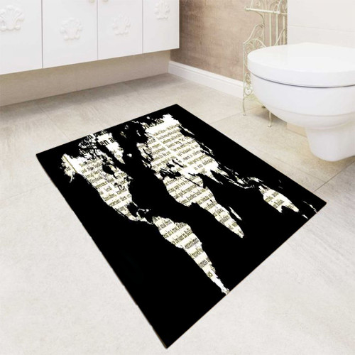 World Map Newspaper bath rugs