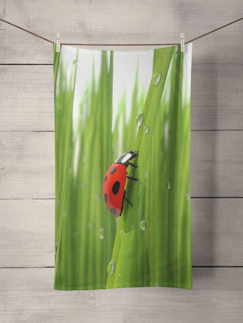 ladybug on grass Custom Towel