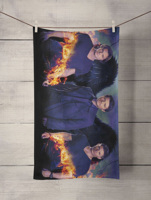 supernatural flames and guys Custom Towel