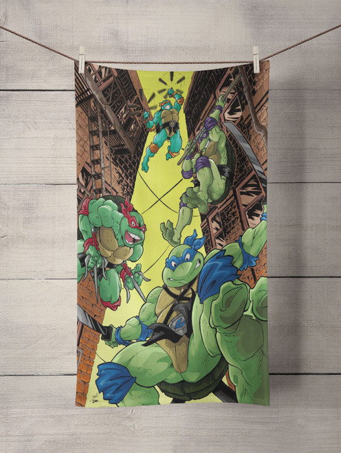 teenage mutant ninja turtles roof jump Custom Towel